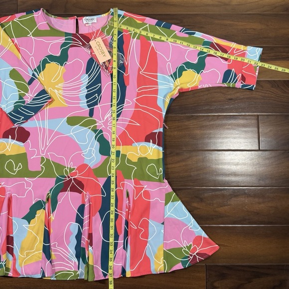 Crosby Mollie Burch Women's Size Large Floral Whimsy Belt Lucy Flounce Hem Dress - Picture 5 of 11